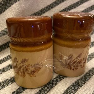 Unmarked vintage stoneware salt and pepper shakers